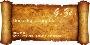 Gurszky Zsanett névjegykártya